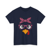 Cute Thanksgiving Turkey Face Leopard Print Glasses Women's T-Shirt