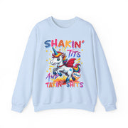 Funny Unicorn Shakin' Tits Takin Shits Adult Humor Sweatshirt Unisex Gift