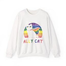 Funny LGBTQ Pride Ally Cat Rainbow Sweatshirt Unisex Gift