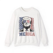 'MERICA Trump Sweatshirt Funny 4th Of July American Flag Unisex Gift