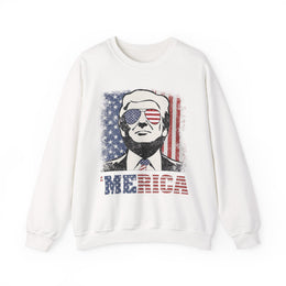 'MERICA Trump Sweatshirt Funny 4th Of July American Flag Unisex Gift