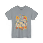 Retro Floral 70s T-Shirt for Women - No King in American Democracy