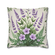 Timeless Fern & Lavender Bloom Pillowcase Elegant Pastel Botanical Home Decor