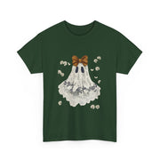 Cute Halloween Ghost T-Shirt with Bow Lace - Spooky Style Unisex Apparel