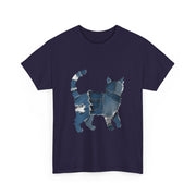 Retro Funny Denim Patch Cat T-Shirt - Unisex Apparel