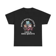 Funny Cats Side Quest Distracted Tabletop T-Shirt - Gift for Dad