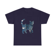 Retro Funny Denim Patch Cat T-Shirt - Unisex Apparel