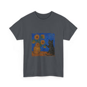 Van Gogh Black Cat Sunflowers T-Shirt - Funny Gift for Cat Parents