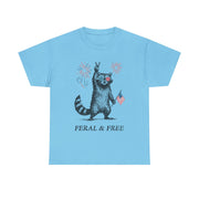 Feral and Free Raccoon T-Shirt – Funny Patriotic 4th of July Tee with Wild Spirit for Independence Day Lovers