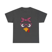 Cute Thanksgiving Turkey Face Leopard Print Glasses Women's T-Shirt