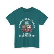 Funny Cats Side Quest Distracted Tabletop T-Shirt - Gift for Dad