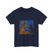 Van Gogh Black Cat Sunflowers T-Shirt - Funny Gift for Cat Parents
