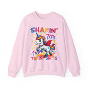 Funny Unicorn Shakin' Tits Takin Shits Adult Humor Sweatshirt Unisex Gift