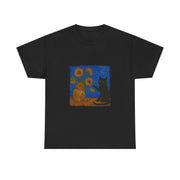 Van Gogh Black Cat Sunflowers T-Shirt - Funny Gift for Cat Parents