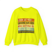 Funny Sweatshirt Gift for Him - Look At You Landing Our Mom Bonus Kids