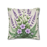 Timeless Fern & Lavender Bloom Pillowcase Elegant Pastel Botanical Home Decor