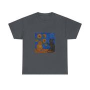 Van Gogh Black Cat Sunflowers T-Shirt - Funny Gift for Cat Parents