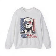 'MERICA Trump Sweatshirt Funny 4th Of July American Flag Unisex Gift