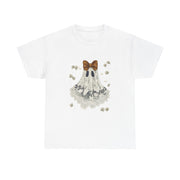Cute Halloween Ghost T-Shirt with Bow Lace - Spooky Style Unisex Apparel
