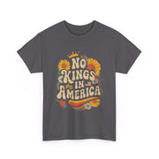 Retro Floral 70s T-Shirt for Women - No King in American Democracy