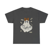 Cute Halloween Ghost T-Shirt with Bow Lace - Spooky Style Unisex Apparel