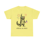Feral and Free Raccoon T-Shirt – Funny Patriotic 4th of July Tee with Wild Spirit for Independence Day Lovers