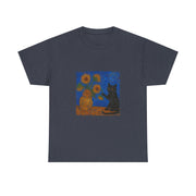 Van Gogh Black Cat Sunflowers T-Shirt - Funny Gift for Cat Parents