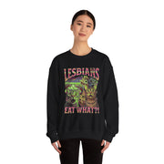 Lesbians Eat What Funny Cat Pun LGBTQ Pride Sweatshirt Unisex Apparel