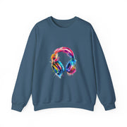 Colorful Music Headphones Sweatshirt for Music Lovers Unisex Apparel