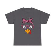 Cute Thanksgiving Turkey Face Leopard Print Glasses Women's T-Shirt