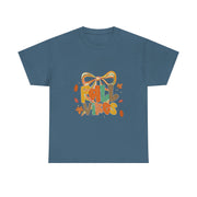 Coquette Bow Fall Vibes Thanksgiving Autumn Leaves T-Shirt - Unisex Apparel