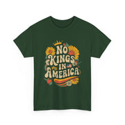 Retro Floral 70s T-Shirt for Women - No King in American Democracy