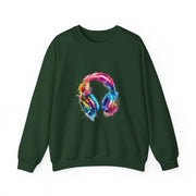 Colorful Music Headphones Sweatshirt for Music Lovers Unisex Apparel