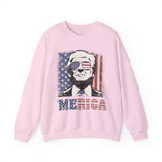 'MERICA Trump Sweatshirt Funny 4th Of July American Flag Unisex Gift