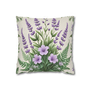 Timeless Fern & Lavender Bloom Pillowcase Elegant Pastel Botanical Home Decor