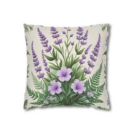 Timeless Fern & Lavender Bloom Pillowcase Elegant Pastel Botanical Home Decor