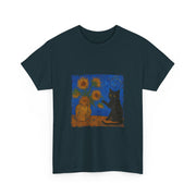 Van Gogh Black Cat Sunflowers T-Shirt - Funny Gift for Cat Parents