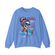 Funny Skeleton 4th Of July Sweatshirt Retro Chill The Fourth Out Gift for Her