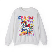 Funny Unicorn Shakin' Tits Takin Shits Adult Humor Sweatshirt Unisex Gift
