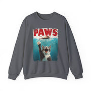 Humorous Cat Chasing Mouse PAWS Parody Sweatshirt  Funny Gift for Fans
