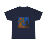 Van Gogh Black Cat Sunflowers T-Shirt - Funny Gift for Cat Parents