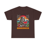 Funny Summerween Skeleton Tropical Beach Unisex T-Shirt