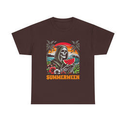 Funny Summerween Skeleton Tropical Beach Unisex T-Shirt