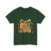 Coquette Bow Fall Vibes Thanksgiving Autumn Leaves T-Shirt - Unisex Apparel
