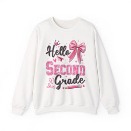 Hello Second Grade First Day Of School Teacher Sweatshirt Coquette Style Gift for Her
