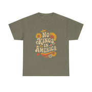 Retro Floral 70s T-Shirt for Women - No King in American Democracy