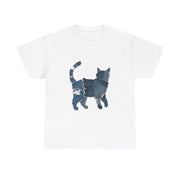 Retro Funny Denim Patch Cat T-Shirt - Unisex Apparel