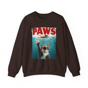 Humorous Cat Chasing Mouse PAWS Parody Sweatshirt  Funny Gift for Fans