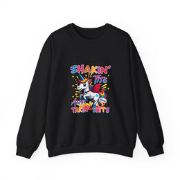 Shakin' Tits and Takin' Shits Funny Unicorn Adult Humor Sweatshirt - Unisex Apparel