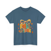 Coquette Bow Fall Vibes Thanksgiving Autumn Leaves T-Shirt - Unisex Apparel
